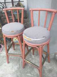 Krzesła hokery z bambusa vintage 2 szt kpl.