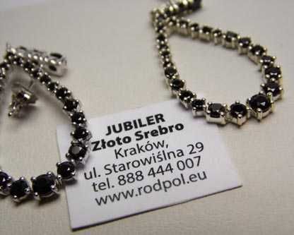 Srebrne wiszące kolczyki łezki czarne cyrkonie sztyfty