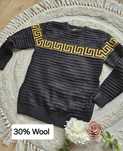 Sweter jesienny casual we wzory M/L 30% wool capsule