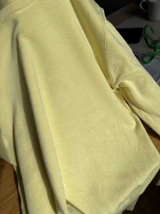 Żółty cytrynowy sweter sweterek ze złotymi guzikami zara M L XL