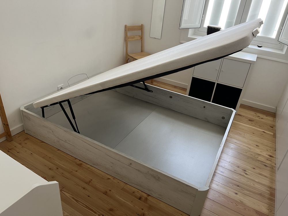 Cama casal | Sommier de madeira WOODSPACE | 1,90 x 1,40 | cor snow