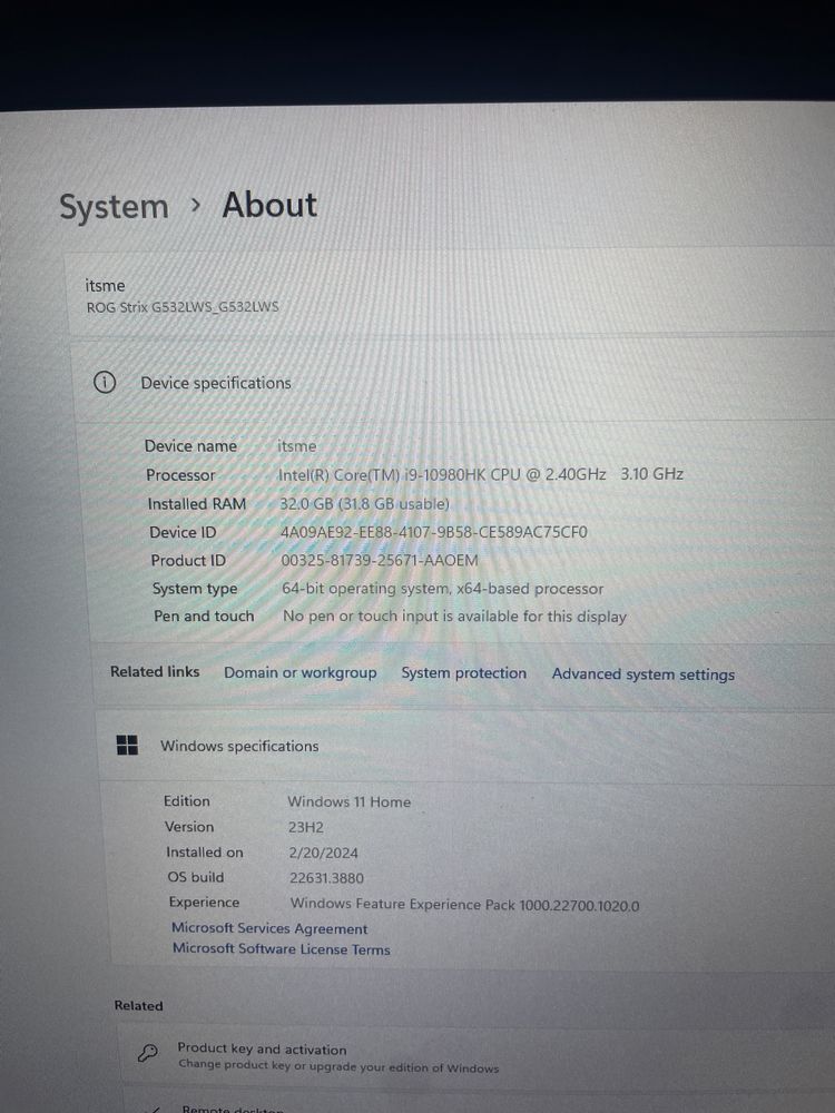 Asus ROG Strix Scar 15 G532LWS RTX 2070 Super | i9-10980HK | 32GB RAM