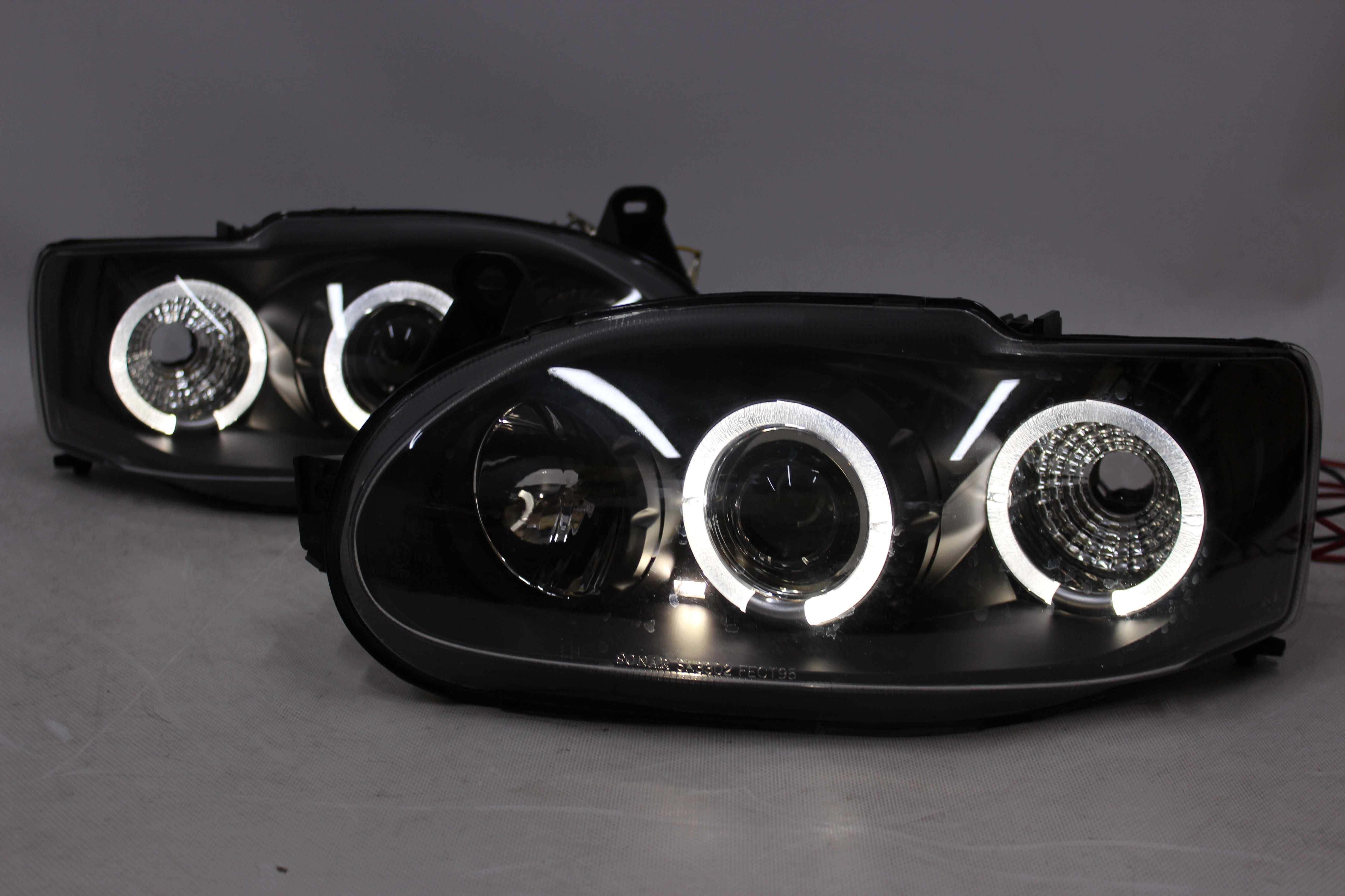 Lampy przednie przód FORD ESCORT MK7 95-00 Angel Eyes RINGI LED BLACK