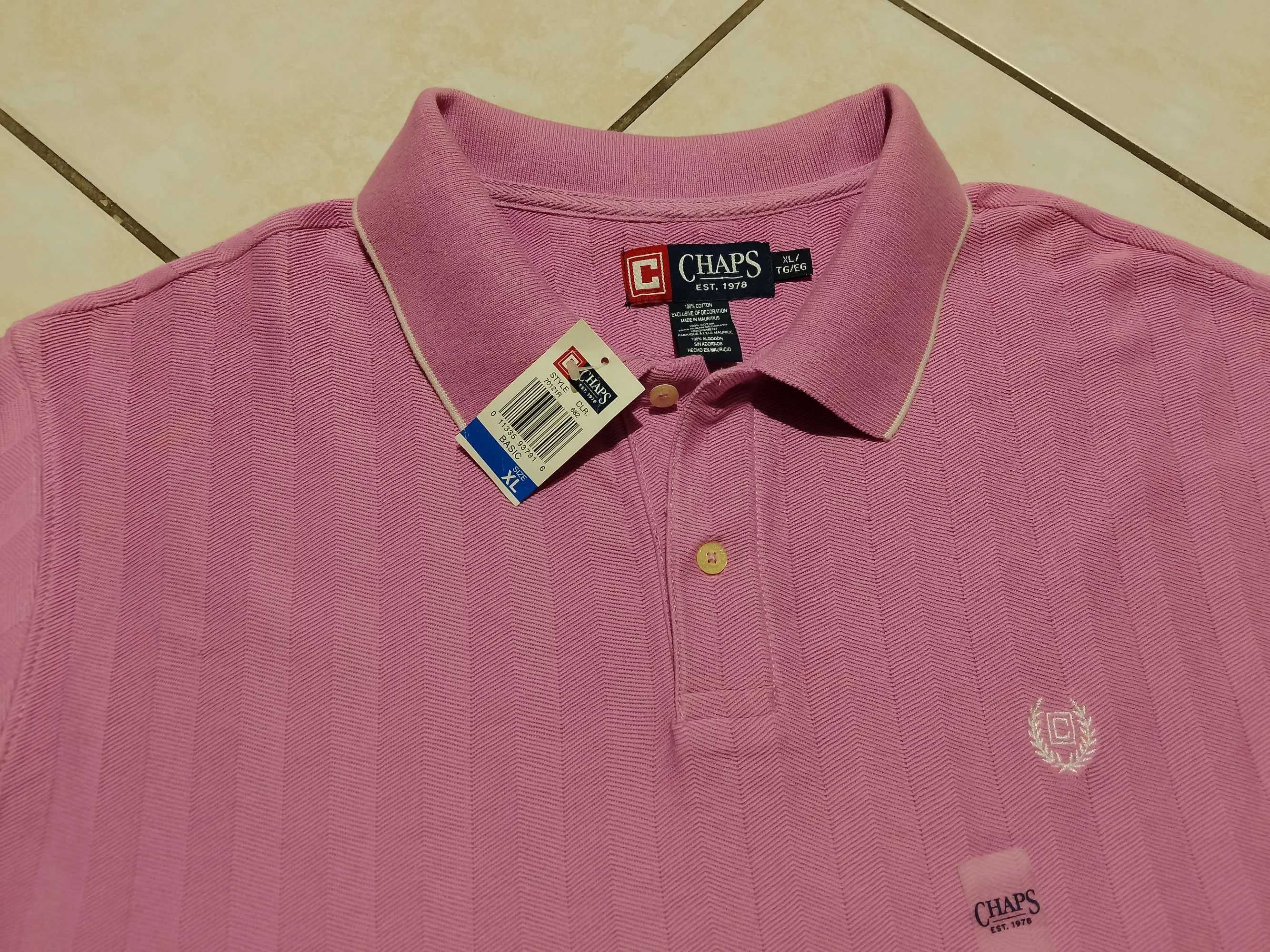 CHAPS by R. Lauren USA - NOWA! z LOGO i Metkami Koszulka Polo Męska XL