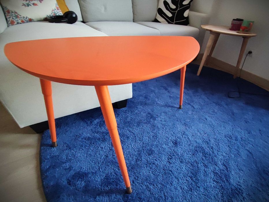 Vibrant artsy leaf-shaped orange coffee table