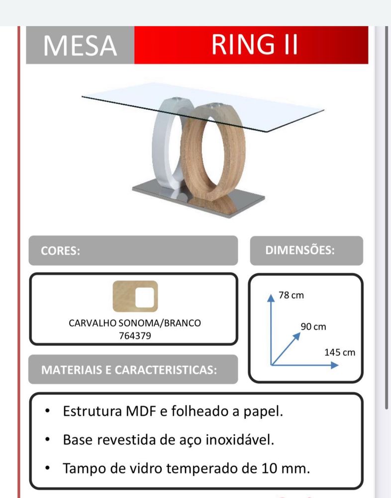 Mesa de jantar de vidro
