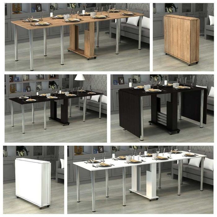 Стіл-книжка Родинний розкладний 80х73х18-274 см з хромованими опорами