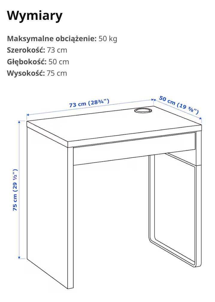 IKEA MICKE biurko 73x50x75 cm z szufladą