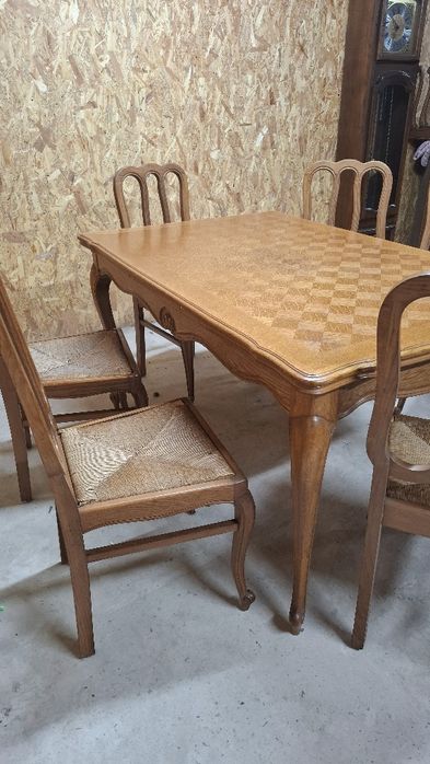 Stół ludwikowski rozkładany + 6 krzeseł