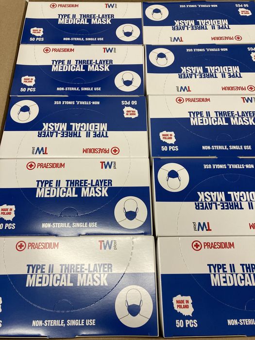 Maski medyczne trzywarstwowe typ II - 1000 sztuk