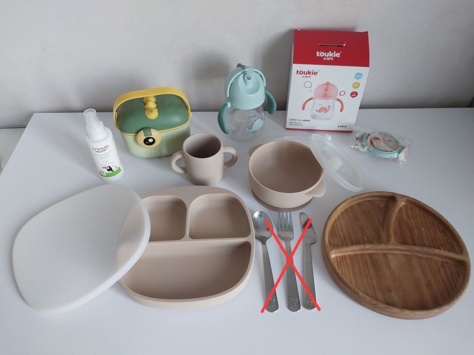 Дитячий посуд для прикорму, силіконова тарілка, поїльник, ланч-бокс