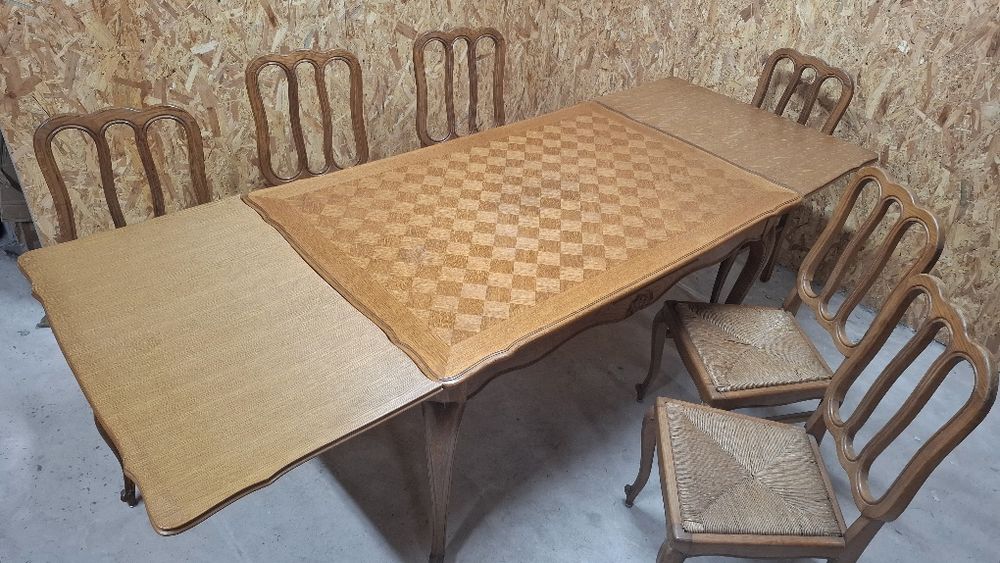 Stół ludwikowski rozkładany + 6 krzeseł