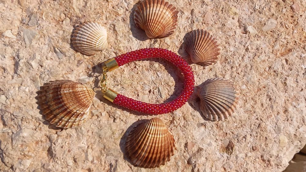 Ręcznie robiona bransoletka z koralików TOHO"Basic Rainbow Ruby"(mała)