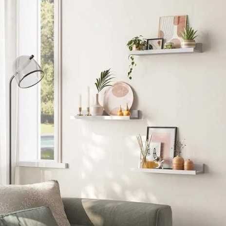 Półka Ścienna Dekoracyjna Regał Wiszący Zestaw 3szt Biały LWS38WTV2
