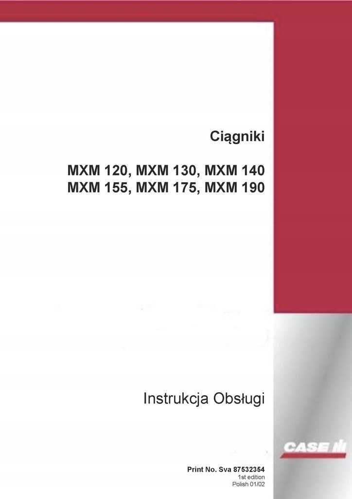 Instrukcja obsługi Case MXM120, MXM130, MXM140, MXM155, MXM175, MXM190