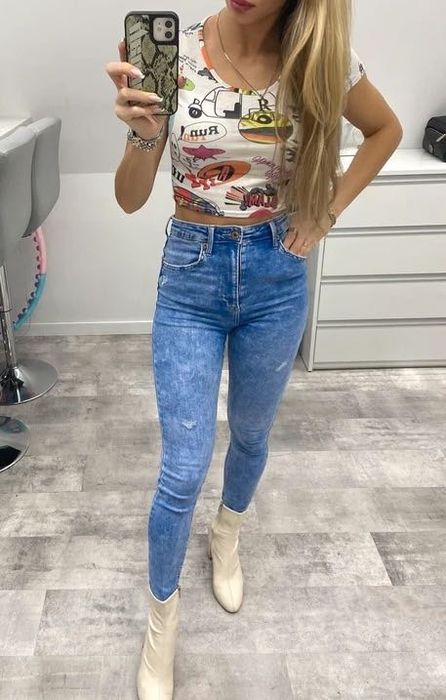 Crop Top Xs, Run, z krótkim rękawem, kolorowa, elastyczna