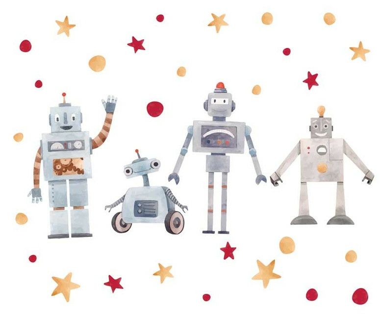 Roboty naklejka na ścianę do pokoju chłopca chłopięcego Zarbo