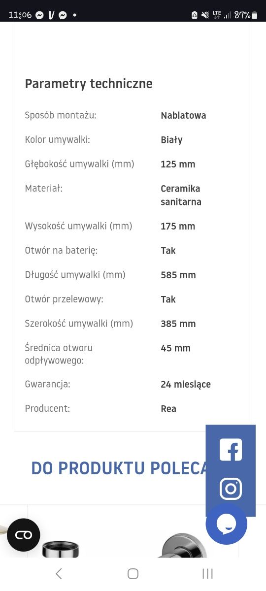 Umywalka nablatowa REA