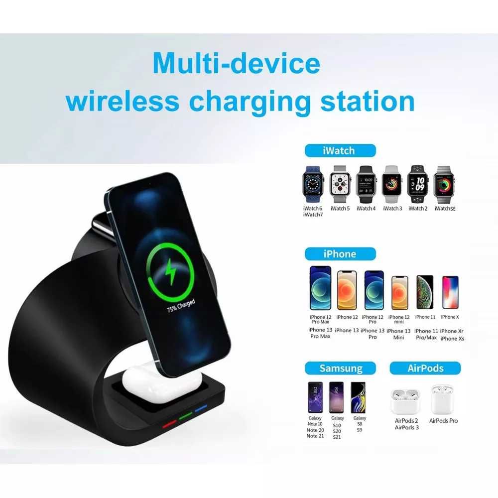 Wireless Charger бездротова безпровідна зарядка 3 in 1 Y36 MagSafe