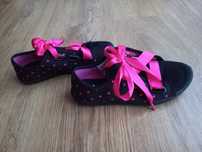Buty Ciapy czarne w kropki różowe roz. 35