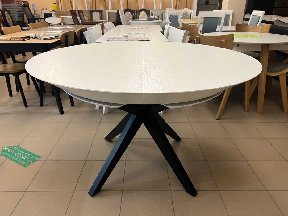 Стіл Нова Д130+50+50 круглий розкладний кухонний у вітальню в кафе