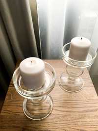 Скляні підсвічники на ніжці для широких свічок