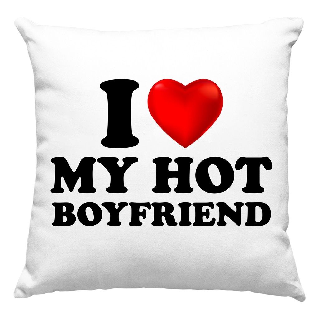 zestaw prezent święta poduszka + kubek i love my hot boyfriend + pudeł