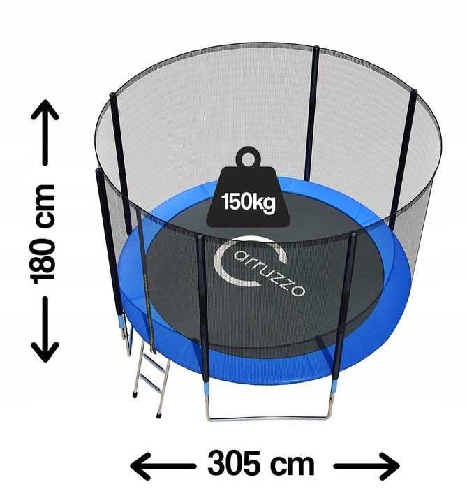 TRAMPOLINA OGRODOWA dla dzieci 10FT Siatka Osłona Mata 312cm + GRATISY