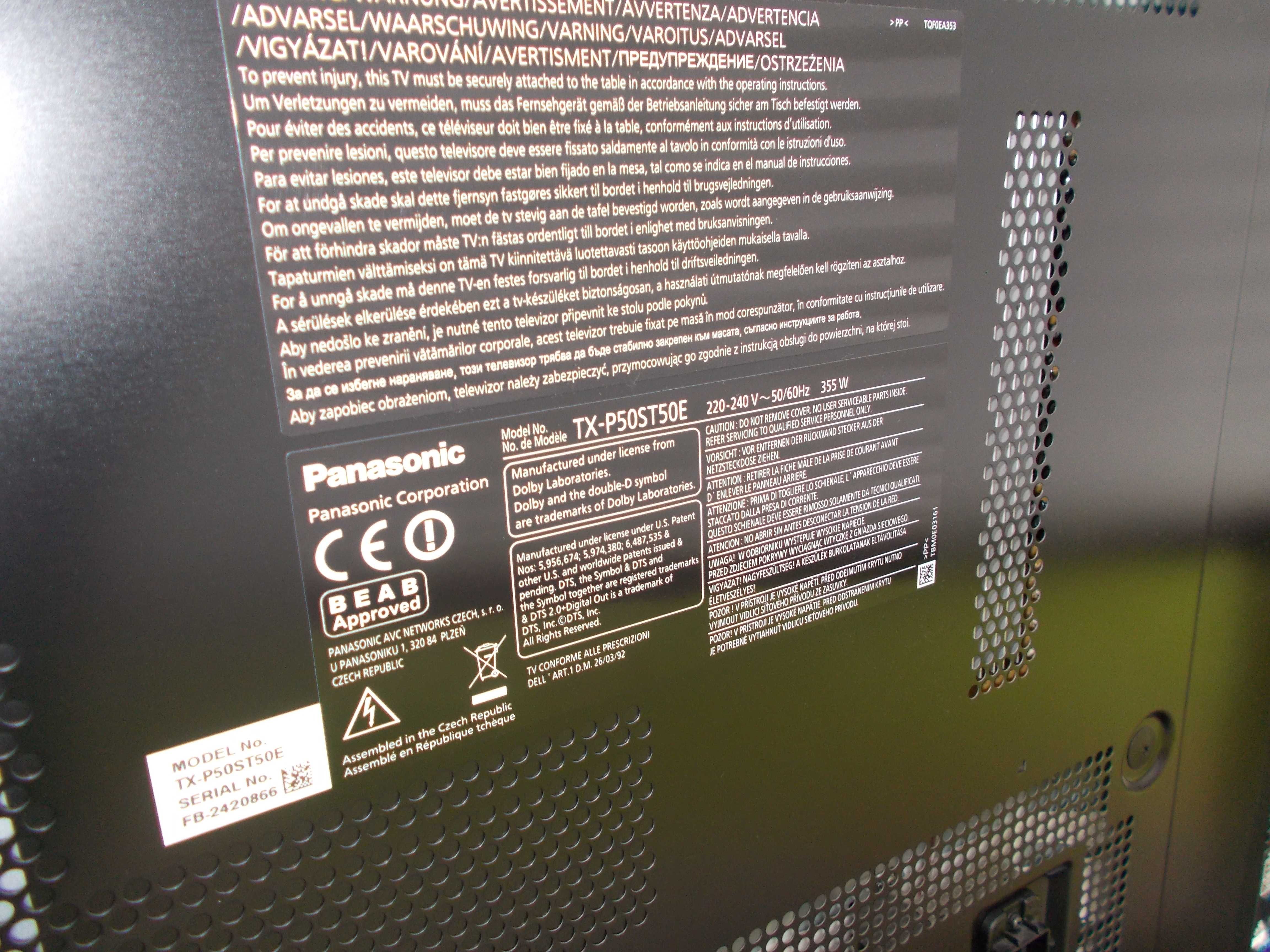 Panasonic TX-P50ST50E 100 % sprawny super stan