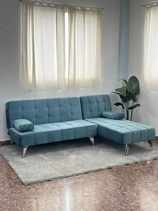 Novo sofá-cama azul - envio grátis