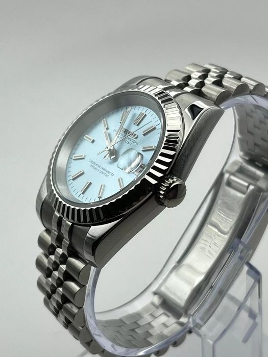 SEIKO MOD DATEJUST Niebieski Baby Blue Jubilee Custom NOWY
