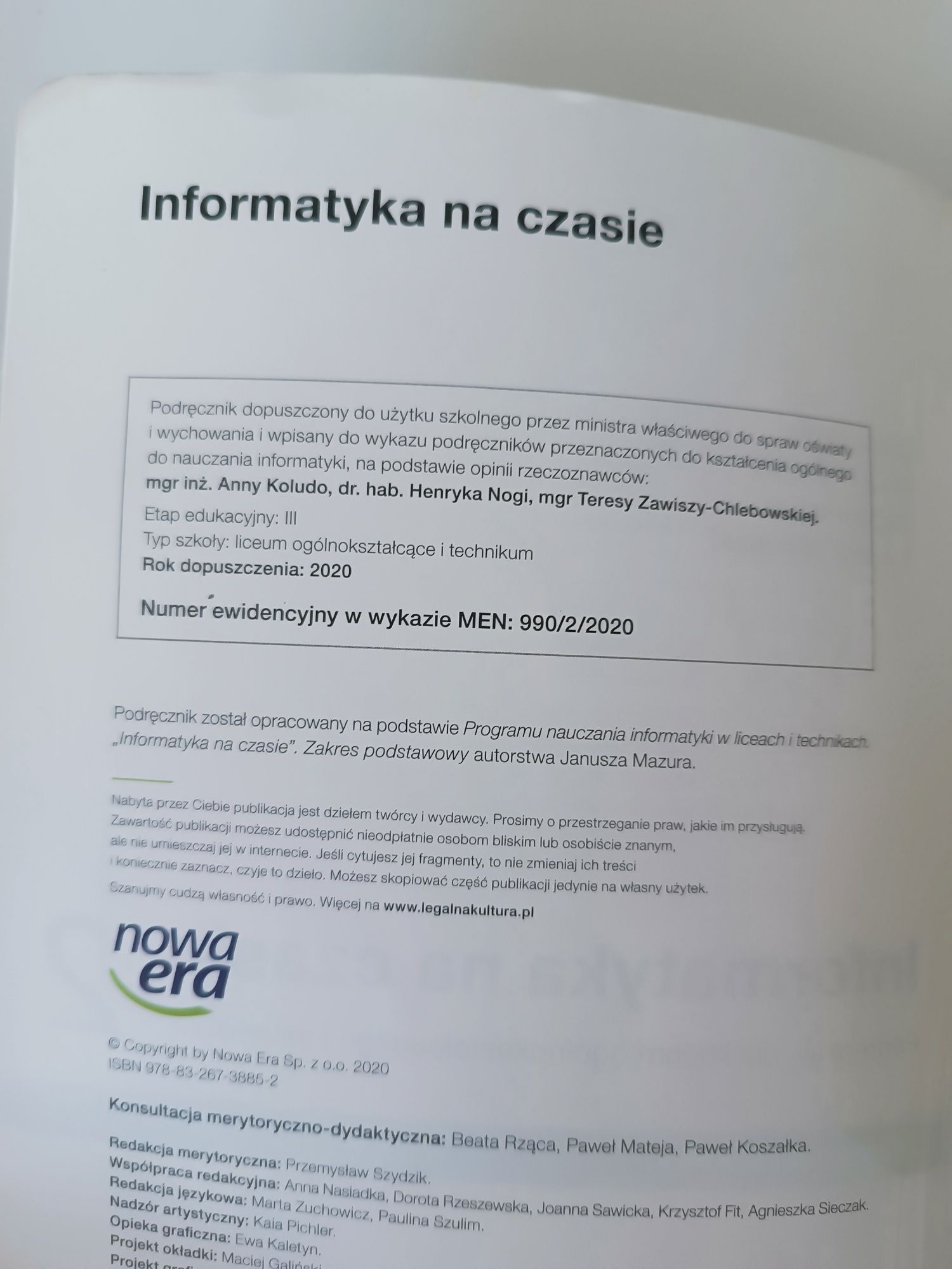 Informatyka na czasie 2, nowa era, zakres podstawowy