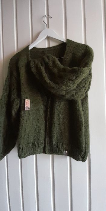 Sweter leśny kolor.Alpaka.Handmade.