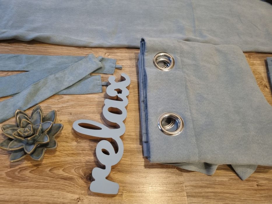 Zasłony welurowe zaciemniające - 4 SZT. TURKUS/MORSKI 135X240