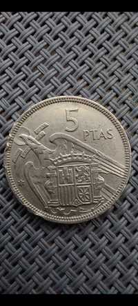 Moedas raras de 5 Pesetas do ano de 1957*58.