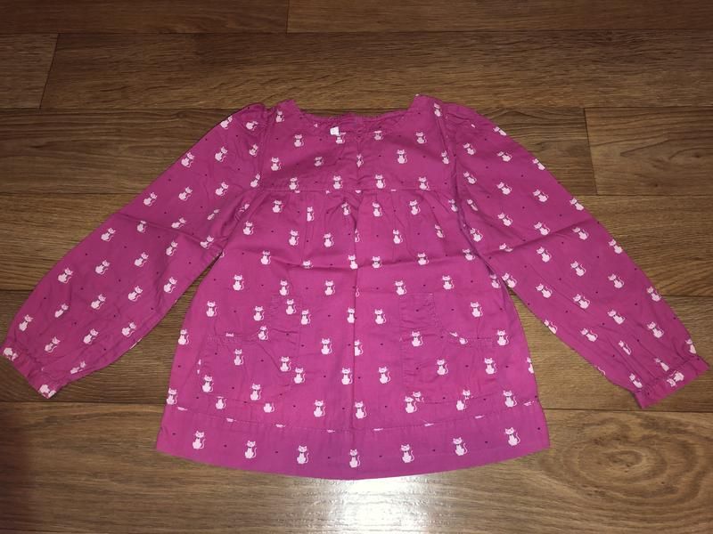 Малиновая детская рубашка с кошечками на девочку H&M