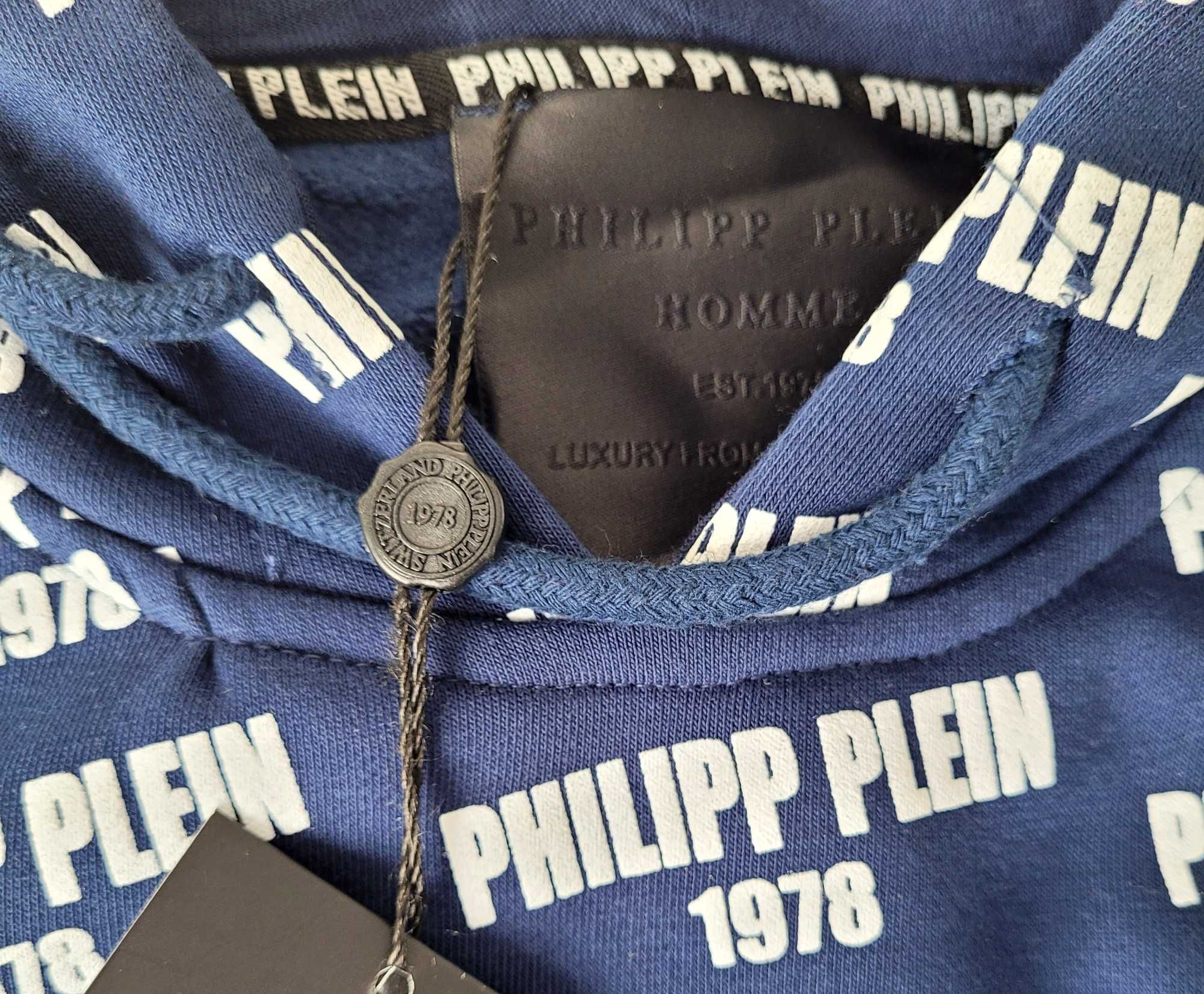 Bluza damska Philipp Plein Kaptur granatowa Nadruk