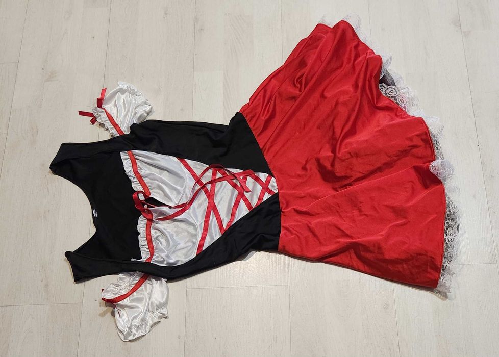 strój czerwony kapturek kostium kapturka gorset S M 1583