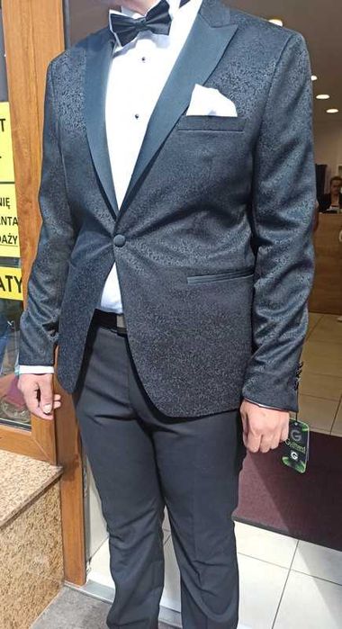 Garnitur smokingowy ślubny żakardowy guittard studniówka