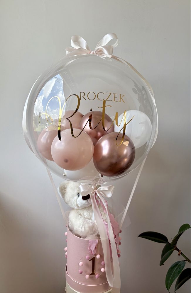 Box z balonem na prezent - chrzest, baby shower, odwietki, niemowlę