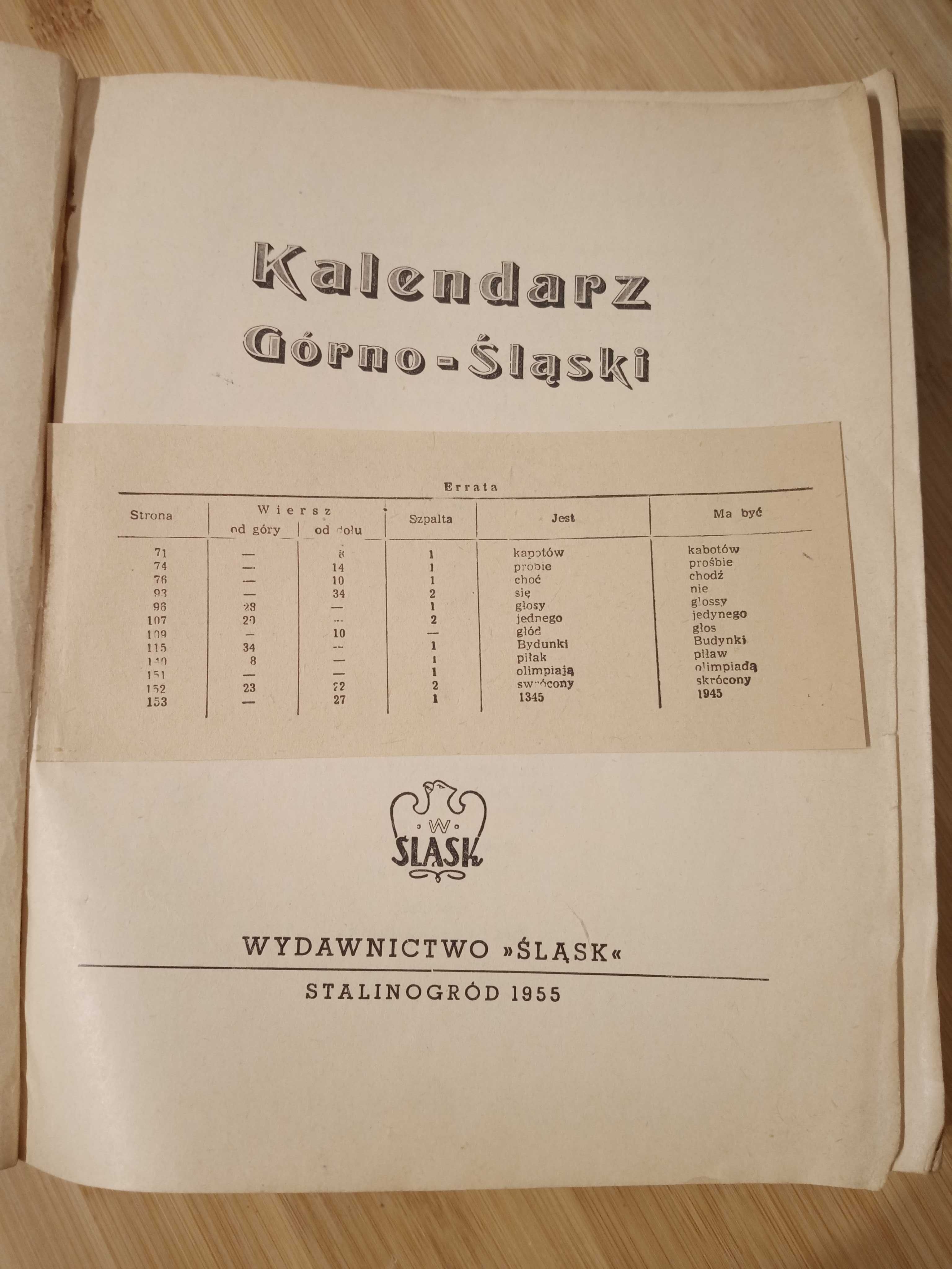 Kalendarz Górno - Śląski 1956