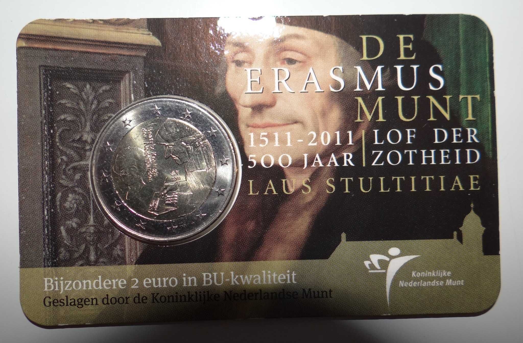 Coincard moeda 2 euros Holanda Erasmus 2011 BNC