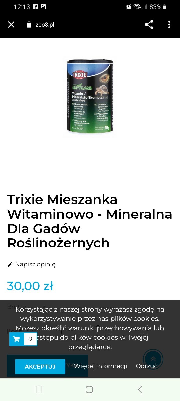 Mieszanka witaminowo mineralna dla gadów roślinożernych TRXIE 50g