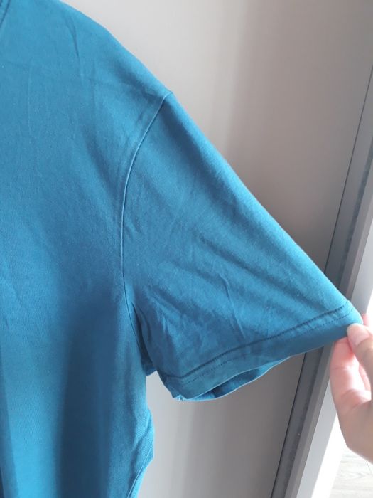 T-shirt męski niebieski turkusowy bez nadruków 4F rozmiar XL dekolt V