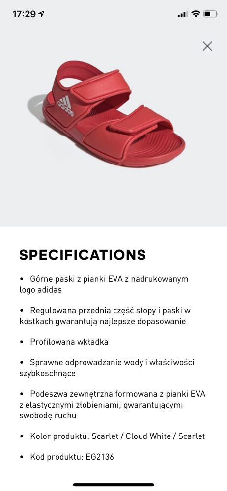 Sandały kąpielowe Adidas Altaswim red