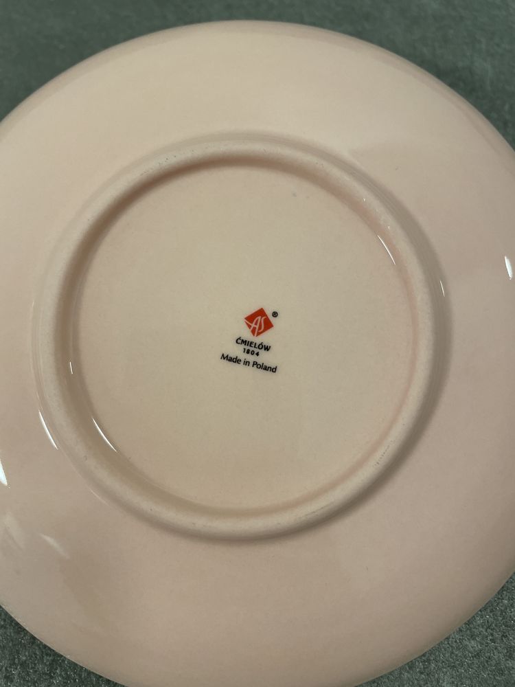 Ćmielow - porcelanowy różowy talerzyk