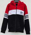 Ciepła czerwono-czarna bluza na suwak 122-128 Adidas z kapturem
