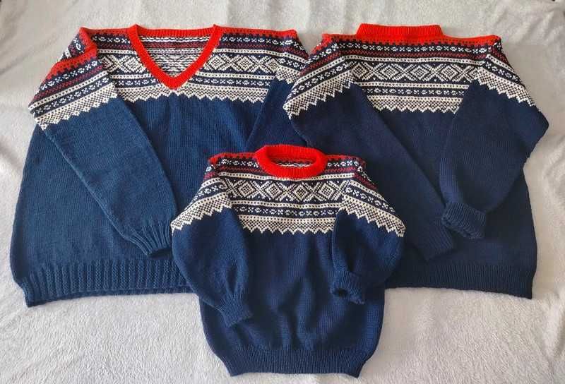 zestaw 3 swetry vintage  rodzice dziadkowie dziecko wnuk sesja unisex
