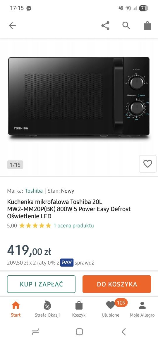 Kuchenka mikrofalowa Toshiba MW2-MM20P kuchenka mikrofalowa