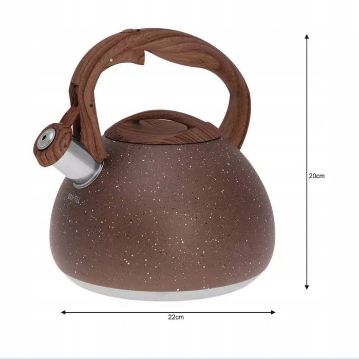 Czajnik stalowy 3 l brązowy marmur granit indukcja gaz